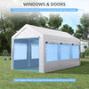 10' x 20' Party Tent & Carport, Height Adjustable Portable Garage, Large Outdoor Canopy Tent with Mesh Windows for Parties, Wedding and