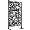 6.5FT Metal Outdoor Privacy Panels, Outdoor Room Divider with Stand and Ground Stakes, for Garden,  Messy Branch Style