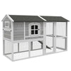 Wooden Chicken Coop with Run for 3-4 Chickens, Hen House with Nesting Box & Removable Tray, Outdoor Poultry Cage, 77.5" x 32.5" x 46", Gray