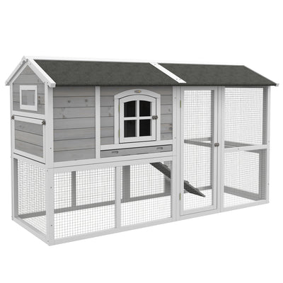 Wooden Chicken Coop with Run for 3-4 Chickens, Hen House with Nesting Box & Removable Tray, Outdoor Poultry Cage, 77.5