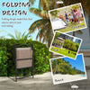 4 Piece Folding Patio Camping Chair Set, Sports Chairs for Adults with Armrests, Mesh Fabric Seat for Lawn, Brown