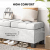 46" Storage Ottoman Bench, Upholstered End of Bed Bench with Steel Frame, Button Tufted Storage Bench with Safety Hinges for Living Room, Cream