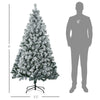 6' Artificial Snow Christmas Trees with Frosted Branches, Warm White or Colorful LED Lights, Steel Base