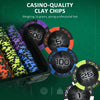 300PCs 14 Gram Clay Poker Chips Set Casino Poker Chips with Aluminum Case, Playing Cards, Dealer Button, 5 Dices