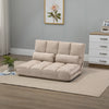 Convertible Floor Sofa Bed, Folding Sofa Bed Upholstered Couch Bed, Adjustable Guest Chaise Lounge with Metal Frame and 2 Pillows, Beige