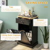 Kitchen Trash Bin Cabinet, Free Standing Recycling Cabinet Trash Can Holder With Drawer, Black