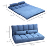 Recliner Sofa, Convertible Floor Sofa Chair with 2 Pillows, Adjustable Backrest and Headrest, Blue