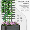 Wooden Raised Garden Bed, Planter with Trellis and Metal Corners, Portable on Wheels, for Patio, Backyard, Deck, Gray