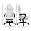 Gaming Chair with Swivel Wheel, Computer Chair with PU Leather & Retractable Footrest, Racing Gaming Chair, White