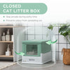 Cat Litter Box Funiture with Lid, Enclosed Cat Litter Tray with Front Entry & Top Exit, Large Space Portable Pet Toilet with Scoop, Green
