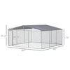 181"  x 181" Large Outdoor Dog Kennel Galvanized Steel Fence with Cover Secure Lock Mesh Sidewalls for Backyard