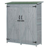 Outdoor Storage Cabinet Wooden Garden Shed Utility Tool Organizer with Waterproof Asphalt Rood, Lockable Doors, 3 Tier Shelves, Grey