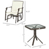 3 Piece Outdoor Glider Chair with Coffee Table Bistro Set, 2 Patio Rocking Swing Chairs with Sling Fabric, Glass Tabletop