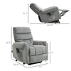 Electric Power Lift Recliner, Velvet Touch Upholstered Vibration Massage Chair with Remote Controls & Side Storage Pocket, Grey