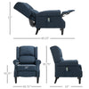 Wingback Heated Vibrating Accent Sofa, Vintage Upholstered Massage Recliner Chair Push-back with Remote Controller, Blue