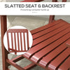 Wooden Rocking Chair Set, Outdoor Rocker Chairs w/ Curved Armrests, Slatted Seat for Garden, Porch, Patio, Supports Up to 352 lbs., Wine Red