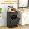 Kitchen Trash Bin Cabinet, Free Standing Recycling Cabinet Trash Can Holder With Drawer, Black