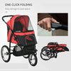 Pet Stroller for Small Dogs with Adjustable Canopy, 3 Big Wheels - Red