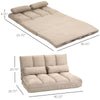 Convertible Floor Sofa Chair, Folding Upholstered Couch Bed, Adjustable Guest Chaise Lounge with Metal Frame and 2 Pillows, Gray