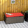 27 Gallon Patio Wicker Storage Bench, Outdoor PE Rattan Furniture, 2-In-1 Large Capacity Footstool Rectangle Basket Box, Red