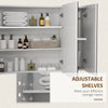 Bathroom Mirror Cabinet with Light, Bathroom Storage Cupboard with USB Charge, Adjustable Shelf, 35.5"W x 25.5"H, White