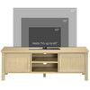 Boho TV Stand for 60 Inch, Entertainment Center with Rattan Door, Adjustable Shelf and Storage Cabinets, Wood