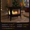 24" Free Standing Electric Fireplace Heater, Space Heater w/ Realistic Flame, Adjustable Temperature & Overheat Protection, 1000W/1500W, Black
