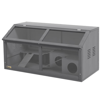 Rat Cage Hamster Cage Small Animal Playhouse for Gerbils with Suspension Bridge, Ladders, Openable Top, Hut