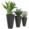 Indoor Outdoor Planters Set of 3 MgO Tall Planters Stackable Flower Pots with Drainage Holes for Garden Balcony Black