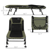 Heavy Duty Camping Cot Folding Bed with Soft Padded Cushion and 180° Adjustable Backrest, 400LBS Capacity, Green