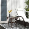 Outdoor Coffee Table with Storage Shelf, Hand-Woven Wicker Side Table with Water-Ripple Glass Top, Mix Brown