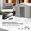 11' x 13' Metal Storage Shed Tin Garden Shed with Double Sliding Doors, 4 Air Vents for Backyard, Patio, Lawn Light Gray