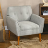 Traditional Accent Chair, Button Tufted Armchair with Wood Legs for Living Room, Bedroom, Light Gray