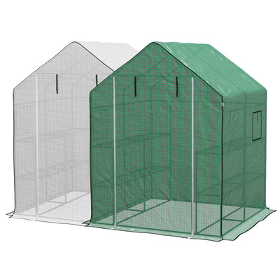 Set of 2 Greenhouse Replacement Cover, Walk-in PE Hot House Cover with Roll-up Door and Windows, 55