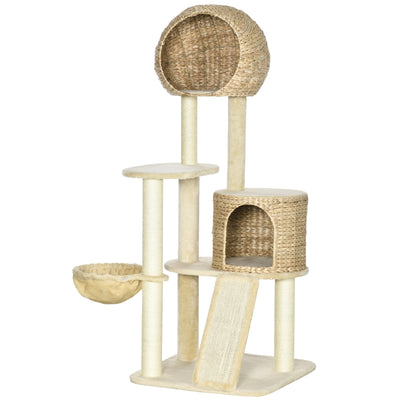 59 Inch Cat Tree for Indoor Cats, Cat Tower with Cat Condo, Hammock, Perches, Scratching Posts, Ramp,  23.5