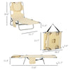 Folding Outdoor Chaise Lounge Sun Tanning Chair with Face Cavity, Pillow, 5-level Adjustable for Beach Pool, Beige