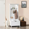 Coat Rack Shoe Bench with Storage 4 In 1 Hall Tree for Entryway Hallway Organizer with Cabinet 3 Hooks Mirrors White