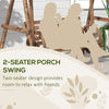 Patio Swing Chair with A-Frame Stand, 2 Person Wooden Porch Swing for Garden, Poolside, Backyard, Carbonized Brown