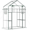 Walk-in Small Greenhouse with Mesh Door & Windows, Portable Garden Hot House with 3 Tier Shelving, Trellis, and Plant Labels