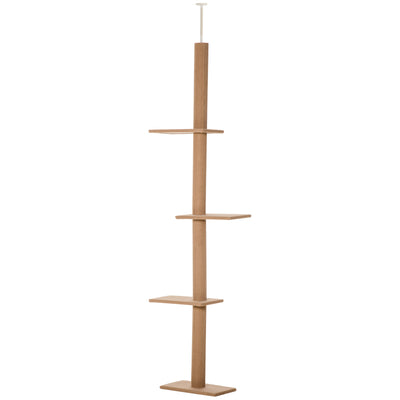 Floor-to-Ceiling Cat Tree Cat Climbing Tower w/ Sisal-Covered Scratching Posts, Cat Tree Activity Center for Kittens Cat Tower Furniture, Brown