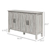 Kitchen Sideboard Cabinet with 4 Barn Doors and 2 Adjustable Shelves, Kitchen Buffet Cabinet for Living Room, Hallway, Gray