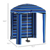 5.8' x 5.8' Cabana Umbrella with Single-top, Vented Windows, Ruffles, Carry Bag, Outdoor Umbrella, Blue Strip