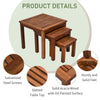 3 Piece Outdoor Side Nesting Table Patio Set with Acacia Wood Build & Multi-Functional Design