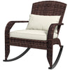Adirondack Chair, Outdoor Wicker Rocking Chair with High Back, Seat Cushion and Pillow for Porch, Balcony, Cream White