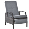 Rattan Adjustable Recliner Chair with Hand-Woven All-Weather Wicker for Patio, Outdoor, Garden, Poolside, Grey
