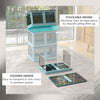 Stackable Storage Bins with Lids, Wheels, and Collapsible, Blue
