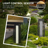 Solar Floor Lamp, Outdoor Rattan Garden Lantern Pathway Light, Decorative Driveway Lighting with Auto On/Off LED Lights for Porch, Yard, Gray