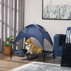 Elevated Portable Dog Cot Pet Bed with UV Protection Canopy Shade, 36 inch, Dark Blue