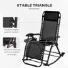 2 Pcs Outdoor Folding Rocking Chairs, Foldable Zero Gravity Rocking Chair with Pillow Cup & Phone Holder, Black