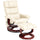 Swivel Recliner with Ottoman Massage Recliner Chair and Ottoman Faux Leather Reclining Chair with Remote Cream White
